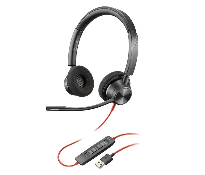 HP Poly Blackwire 3320 Headset Bedraad Hoofdband Kantoor/callcenter USB Type-A Zwart