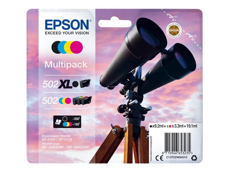 Epson 502 XL inktcartridge 4 stuk(s) Origineel Hoog (XL) rendement Zwart, Blauw, Magenta, Geel