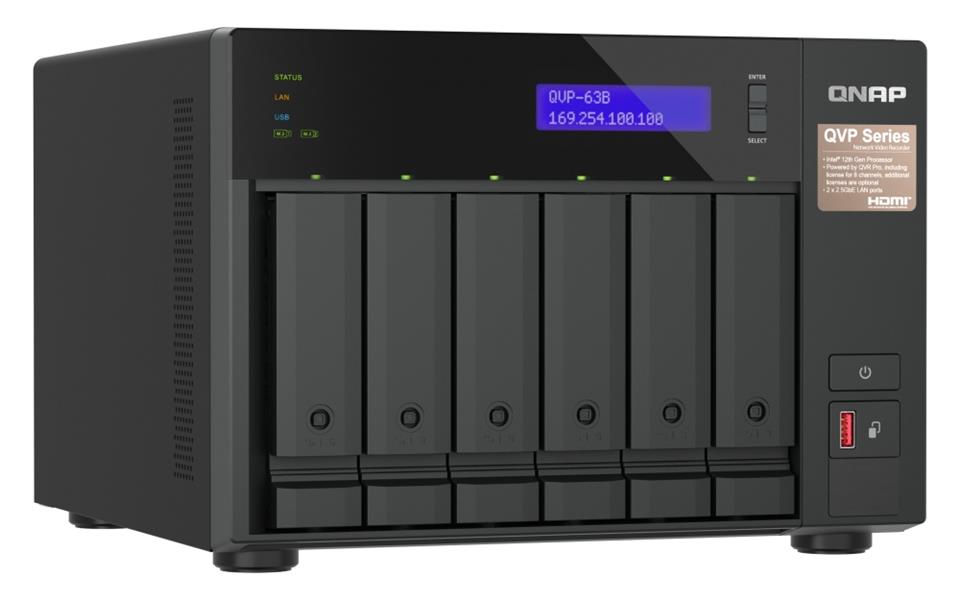 QNAP QVP-63B data-opslag-server NAS Tower Ethernet LAN Zwart