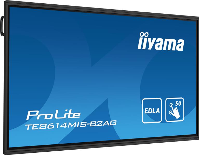 iiyama PROLITE TE8614MIS-B2AG Digitale signage flatscreen 2,17 m (85.6"") Wifi 435 cd/m² 4K Ultra HD Zwart Touchscreen Type processor Android 24/7