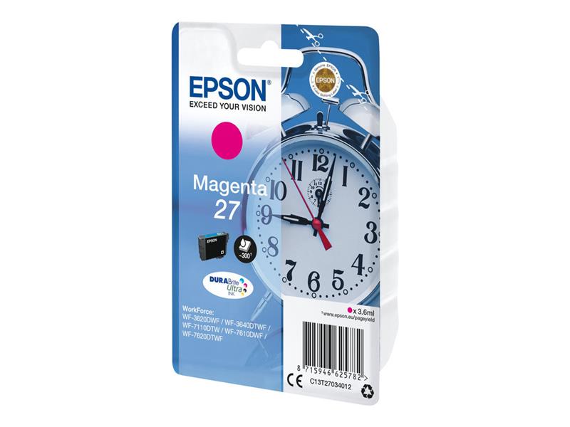 Epson Alarm clock Singlepack Magenta 27 DURABrite Ultra Ink