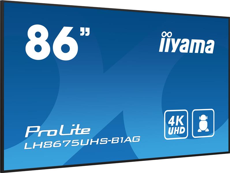 iiyama ProLite Digitale signage flatscreen 2,17 m (85.6"") LCD Wifi 500 cd/m² 4K Ultra HD Zwart Type processor Android 11 24/7