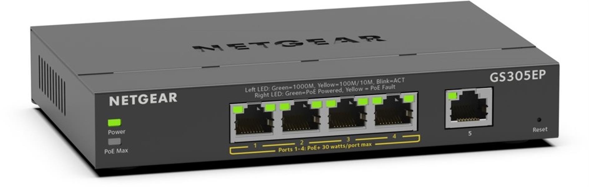 Netgear GS305EP Managed L2/L3 Gigabit Ethernet (10/100/1000) Zwart Power over Ethernet (PoE)