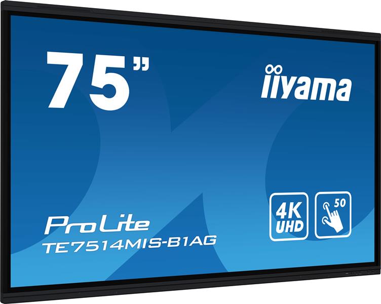 iiyama TE7514MIS-B1AG beeldkrant Interactief flatscreen 190,5 cm (75"") LCD Wifi 435 cd/m² 4K Ultra HD Zwart Touchscreen Type processor Android 24/7