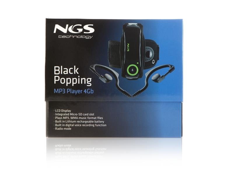 NGS Black Popping 4GB MP3 speler Zwart