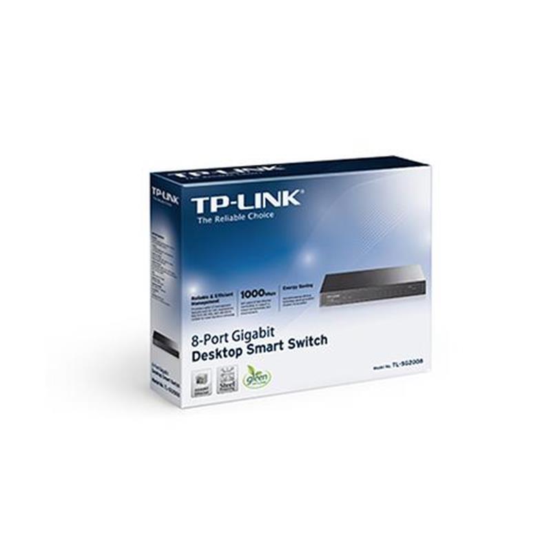 TP-LINK TL-SG2008 netwerk-switch Managed Gigabit Ethernet (10/100/1000) Zwart