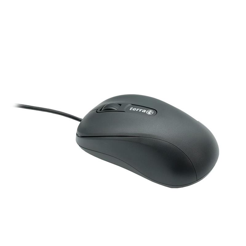 TERRA Mouse 1500 Corded USB black 3-Tasten, symmetrisch, kabelgebunden, 1,80m