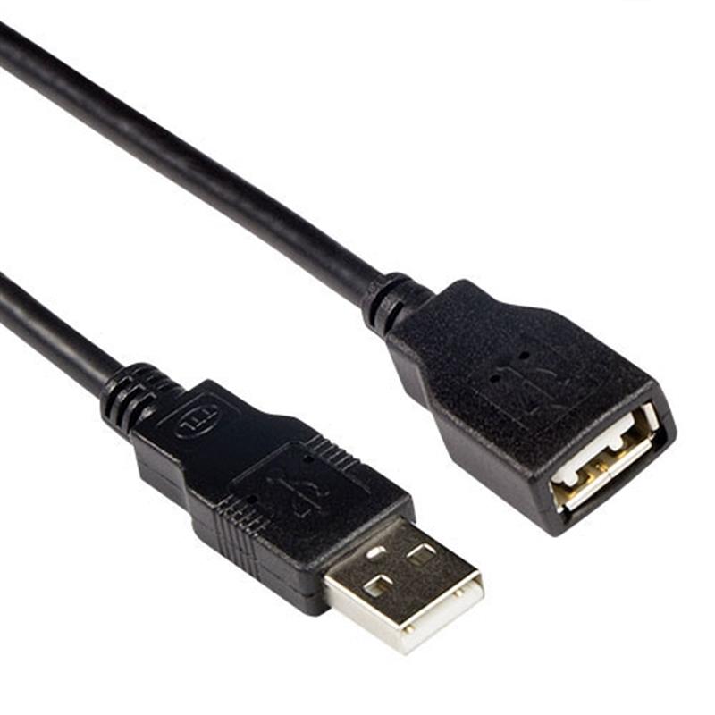 ACT USB 2.0 A male - USB A female zwart 3,00 m