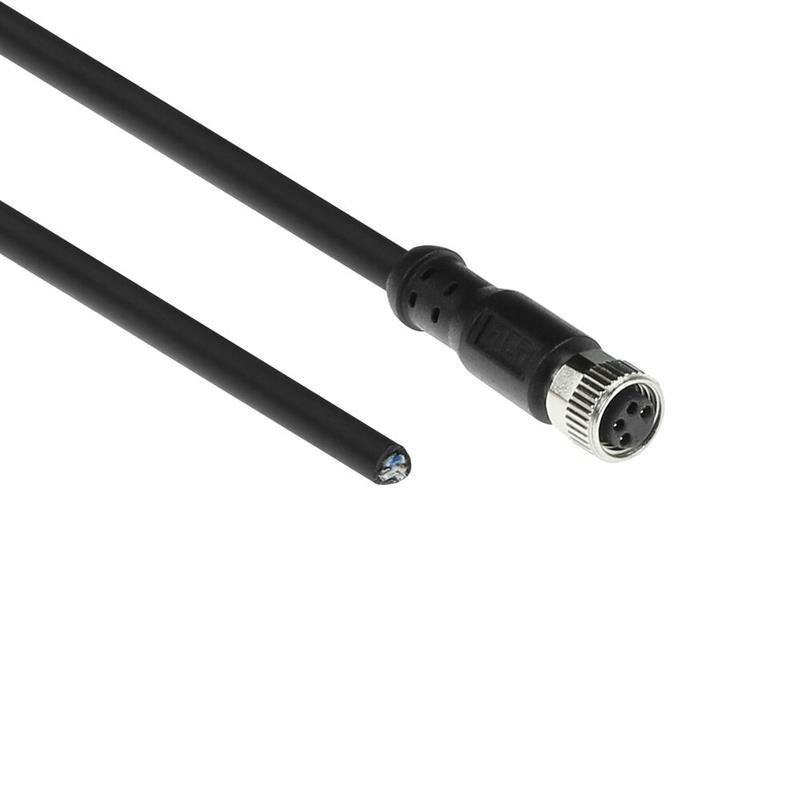 ACT Industrial 5,00 meter Sensor kabel M8A 4-polig female naar open end, Ultraflex Xtreme TPE kabel, afgeschermd