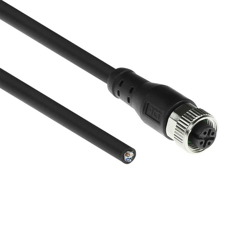 ACT Industrial 1,50 meter Sensor kabel M12A 4-polig female naar open end Superflex Xtreme TPE kabel, afgeschermd