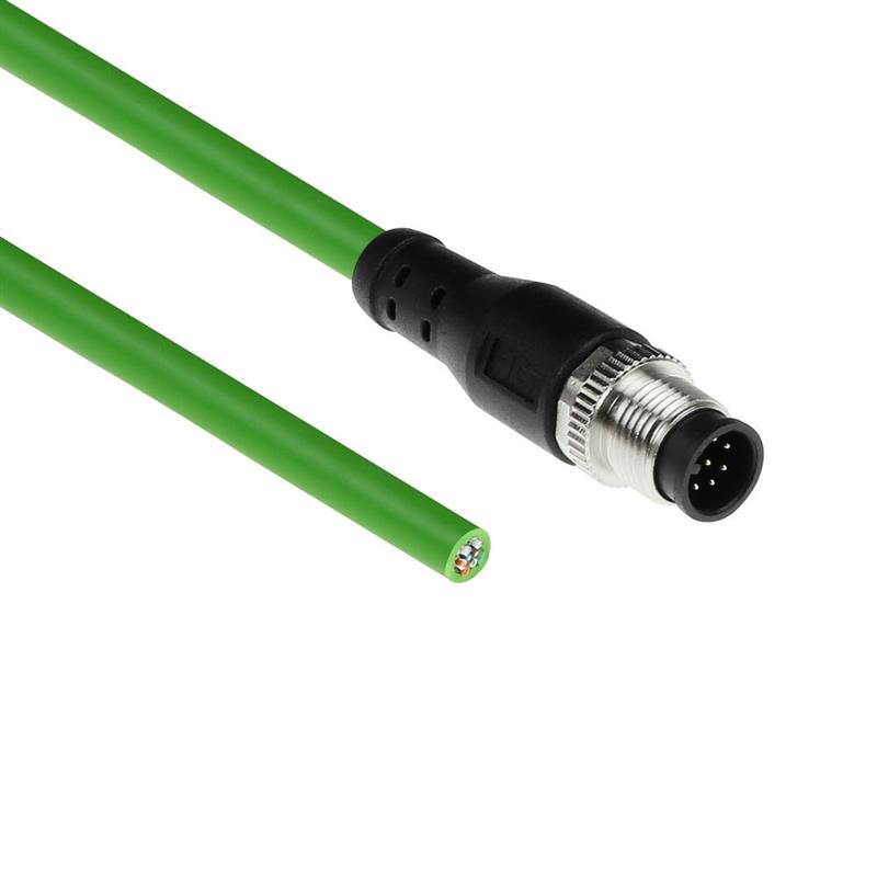 ACT Industrial 5,00 meter Sensor kabel M12A 8-polig male naar open end, Ultraflex TPE kabel, afgeschermd