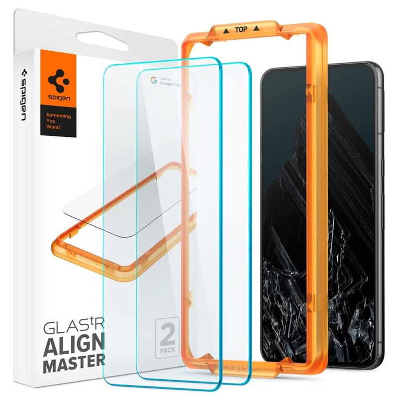 Spigen Screenprotector Google Pixel 8 Pro - Tempered Glas with AlignMaster 2 Pack - Clear