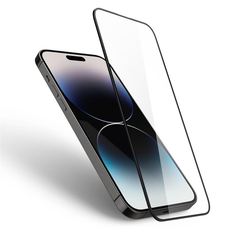 Spigen Screenprotector iPhone 14 Pro - Full Cover Glas - Black