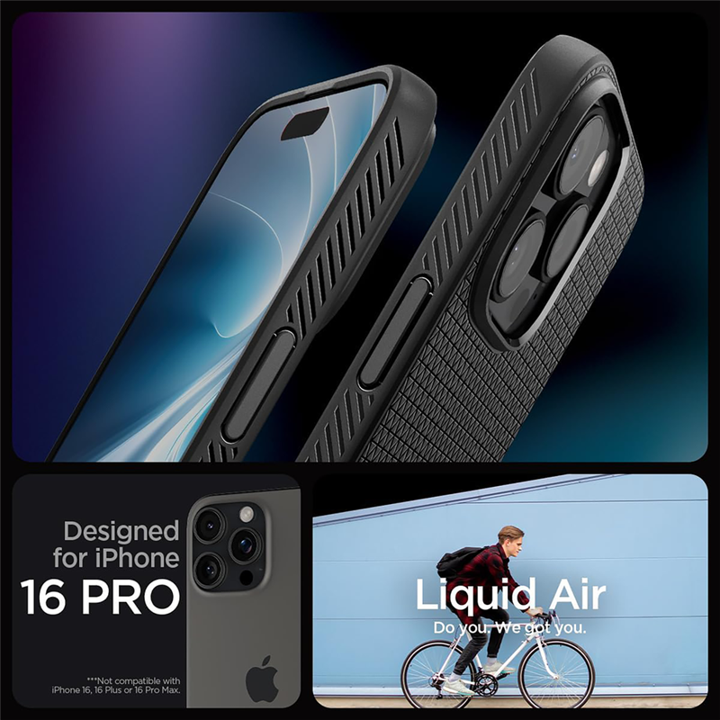 Spigen Case iPhone 16 Pro - Liquid Air - Black