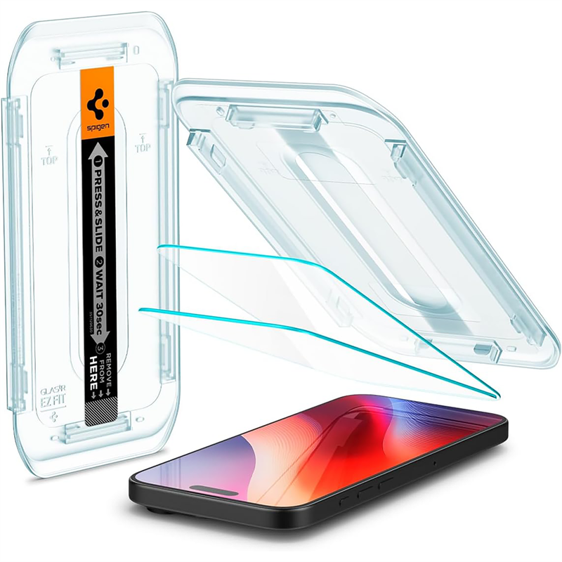 Spigen Screenprotector iPhone 16 Pro - Tempered Glas with AlignMaster 2 Pack - Clear