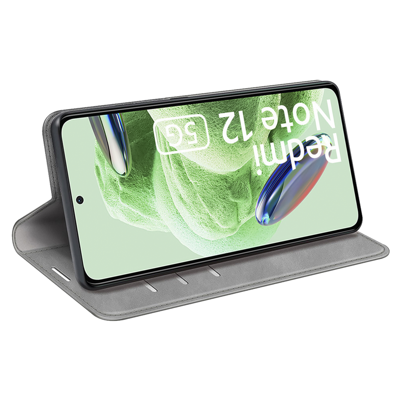 Xiaomi Redmi Note 12 5G Magnetic Wallet Case - Grey